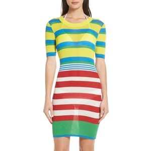 DVF Striped Rib Knit Cover Up Sweater Dress